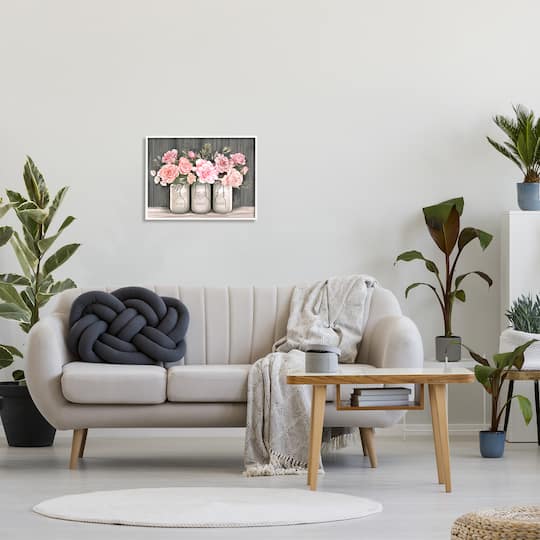 Stupell Industries Blossoming Pink Rose Bouquets White Framed Wall Art